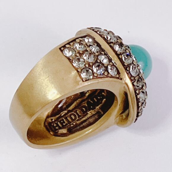 Signed Heidi Daus Posh and Proper Turquoise Blue Ball Pavé Swarovski Size 5.75 - Picture 8 of 11